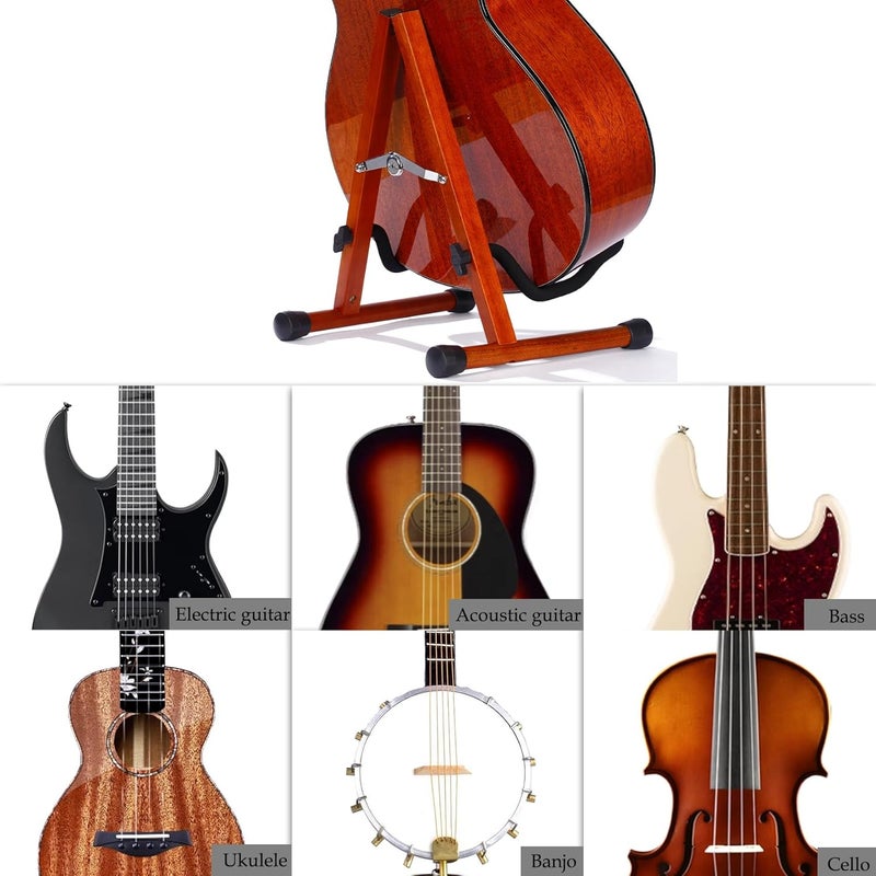 BORGBAR A-Frame Folding Guitar Display Stand, Non-Slip Acoustic Guitar Stand with Padded Foam, Guitar Stands Floor, Portable Stringed Instrument Stand (A Type- Mahogany Color) - Image 5